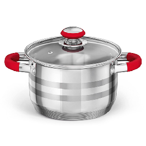 Кастрюля 6,3-6,5л SWEET HOME Сангрия стеклянная крышка силиконовые вставки на ручках 5-слойное дно нержавеющая сталь, купить в интернет магазине Посуда Центр | Артикул 000000000001182938