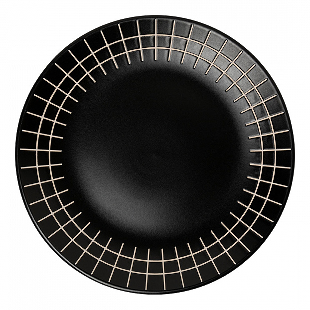 Тарелка обеденная 26,5см DE'NASTIA СКАНДИ клетка черный/белый керамика ...