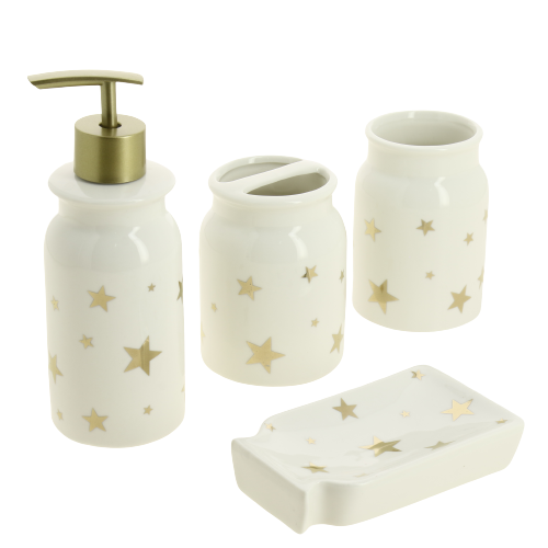 Набор для ванной 4 предмета ДОЛЯНА Звезды мыльница дозатор для мыла 2 стакана керамика пластик 000000000001209720