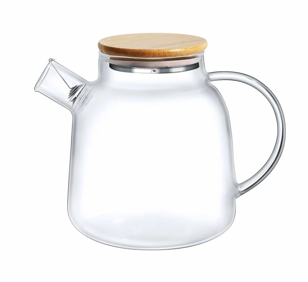 Чайник заварочный 1,5л с бамбуковой крышкой стекло, купить в интернет ...