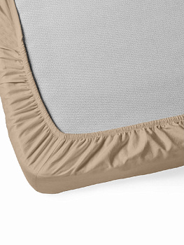 Простыня на резинке 180x200+25см DE'NASTIA светло-коричневая трикотажная 100% хлопок 000000000001190039