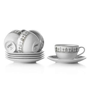 Набор чайный 12 предметов (чашка 250мл-6шт/блюдце 16см-6шт) ESPRADO Saragossa твердый фарфор 000000000001153695