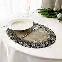 Салфетка сервировочная 40x30см DE'NASTIA овал серебристый/чёрный бисер 000000000001225836