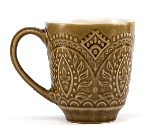 Кружка 440мл с тиснением в ассортименте глазурованная керамика 000000000001217567