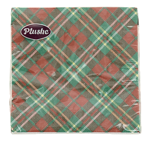 Салфетки бумажные 33 Plushe Шотландская Клетка трёхслойные 18 листов 10500 000000000001202574