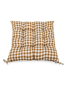 Подушка на стул 40x40см Клетка крупная бежевый полиэстер 000000000001229002