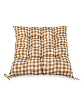 Подушка на стул 40x40см Клетка крупная бежевый полиэстер 000000000001229002