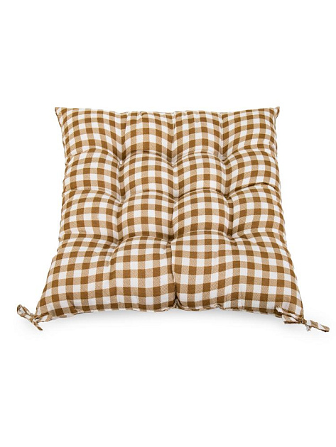 Подушка на стул 40x40см Клетка крупная бежевый полиэстер 000000000001229002