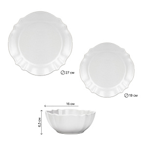 Набор столовой посуды 18 предметов LUCKY белый классик керамика 000000000001221943