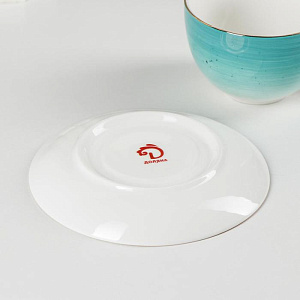 Пара чайная 220мл/13,5см ДОЛЯНА Млечный путь бирюза фарфор 000000000001210610