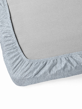 Простыня на резинке 200х200+25см DE'NASTIA серая меланж трикотажная 100% хлопок 000000000001190042