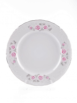 Сервиз столовый 24 предмета CMIELOW Рококо Бледная роза отводка платиной фарфор 000000000001214843