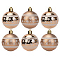 Набор новогодних шаров 6шт 6см со звездами матовые шампань пластик