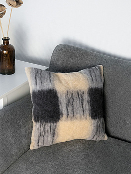 Наволочка декоративная 45х45см DE'NASTIA Клетка 2слоя коричневый/бежевый полиэстер 000000000001229901