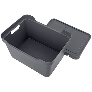 Ящик 38х27,6х22см 18л ECONOVA LUXE универсальный с крышкой серый пластик 000000000001206129