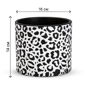 Кашпо 16х14см 1,95л Леопард черный керамика 000000000001225886