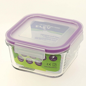 Контейнер Eley квадратный 450мл. из жаропрочного боросиликатного стекла. Крышки Air Lock обеспечивают полную герметичность контейнер 000000000001189865