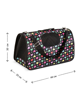 Переноска для животных 46х30х20см формованная СЕРДЕЧКИ черный 000000000001227865