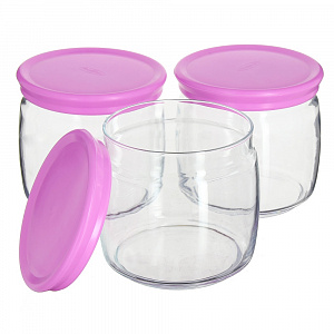 CESNI Набор банок для сыпучих продуктов 3шт 500мл PASABAHCE Pink стекло 000000000001124144