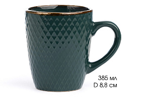 Кружка 385мл LUCKY Точки металлическая кайма зеленый керамика 000000000001211252