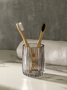 Стакан для зубных щеток 7,5x7,5x10см 230мл DE'NASTIA Граненое стекло серый стекло 000000000001218916