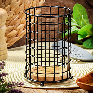 Подставка под столовые приборы 11х16см железо/дерево 000000000001221336