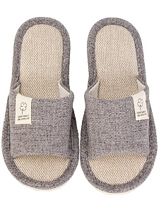 Тапочки домашние 40-41  женские открытые текстильные серый полиэстер/ПВХ 000000000001228886