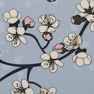 Комплект постельного белья 2-спальный LUCKY Весенний сад 2наволочки70х70см 1пододеяльник200х215см 1простыня220х215см голубой поплин 100%хлопок 000000000001206535