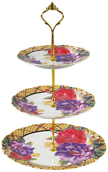 Фруктовница 3-х ярусная фарфор блюдо 155мм 180мм  230мм подарочная упаковка Флора Корзина цветов Olaff,124-01109 000000000001192946