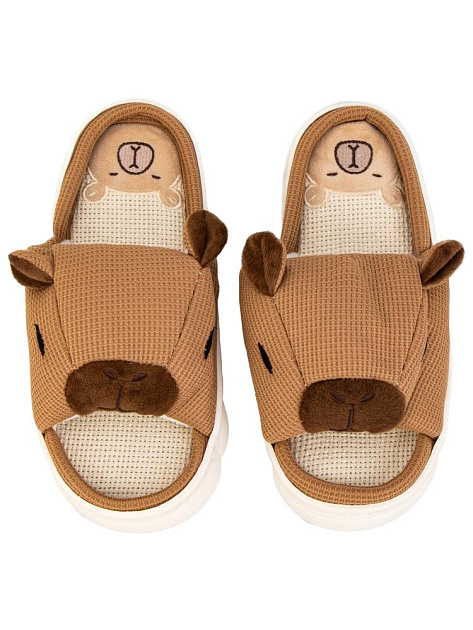 Тапочки домашние 36-37 женские капибара открытые коричневый полиэстер/ПВХ 000000000001228860