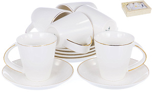 Набор кофейный 12 предметов (чашка 90мл-6шт/блюдце-6шт) BALSFORD Грация Бенфей подарочная упаковка фарфор 000000000001195505