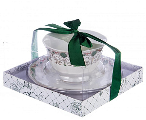 Чайная пара, чашка 250мл + блюдце, изумруд, подарочная упаковка,122-05026 000000000001181589