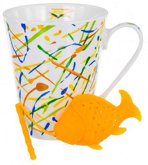 Кружка 330мл BALSFORD Абстракция силиконовое ситечко подарочная упаковка фарфор 000000000001185115