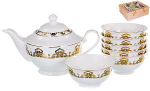 Набор чайный фарфор 7шт 6пиал 250мл+чайник 1000мл подарочная упаковка ПЭШН BALSFORD 145-14006 000000000001195500