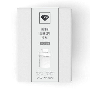 Комплект постельного белья 1,5сп LUCKY (пододеяльник, наволочка 50х70см-1шт) белый поплин хлопок 100% 000000000001213694