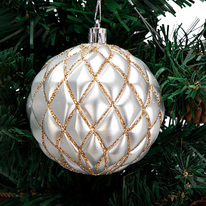 Декоративное украшение Набор шаров 4шт 8см Рельеф серия Золотая пластик 000000000001224104