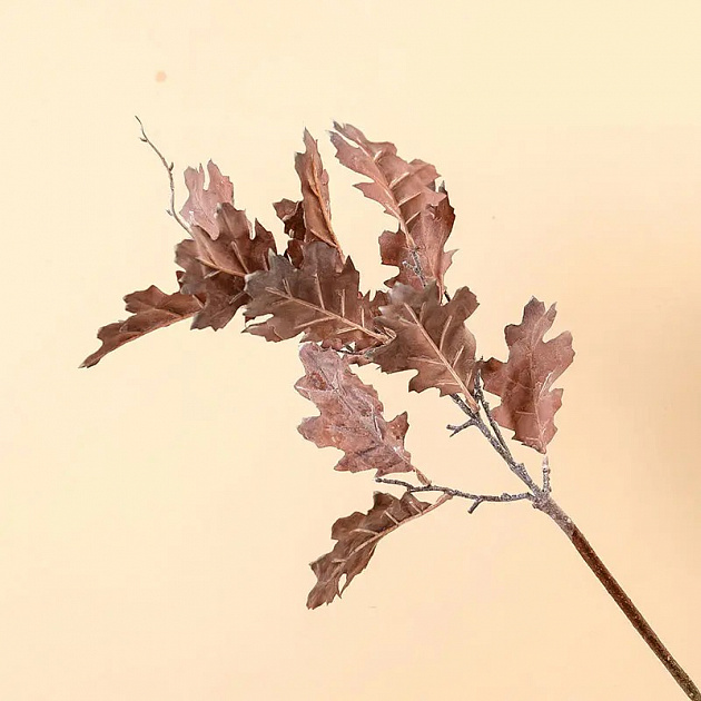 Цветок искусственный ветвь Дуб 60см коричневая 000000000001218436