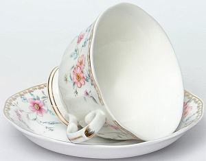 Набор чайный 12шт 6чашек 250мл/6блюдец фарфор Паскаль подарочная упаковка Золото Balsford 174-42002 000000000001197933