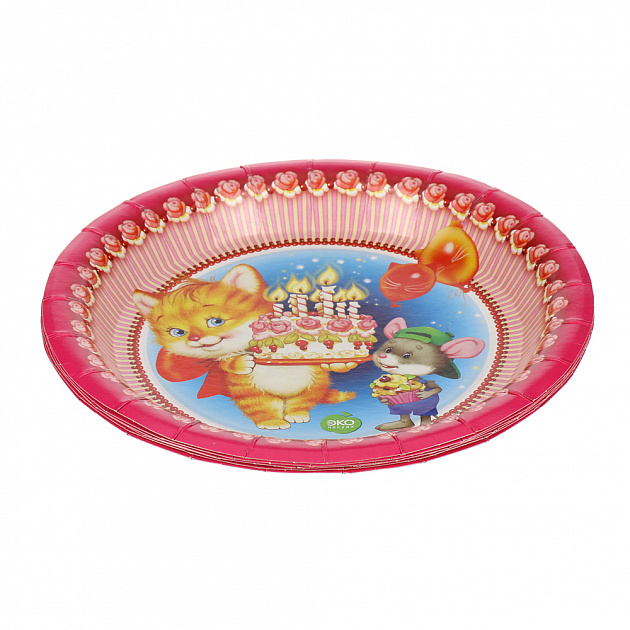 Набор одноразовых тарелок Детский праздник Европак Трейд, 210 мм , 6 шт. 000000000001144349