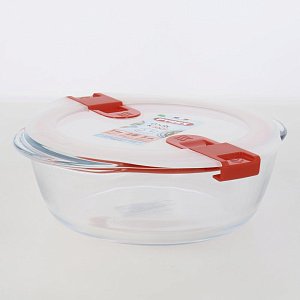Форма для запекания и хранения 20х18x7см 1л PYREX с крышкой круглая стекло 000000000001211369