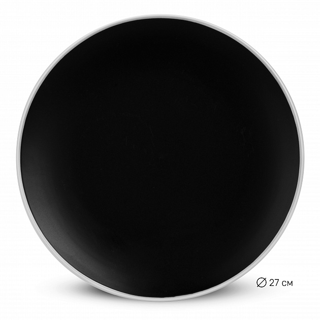 Набор столовой посуды 18 предметов черный с белой окантовкой керамика 000000000001221529