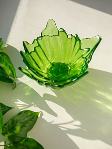 Ваза-конфетница 14см EFE glass Цветок прозрачный зеленый стекло 000000000001213532
