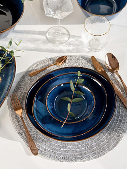 Тарелка десертная 22см DE'NASTIA малая синий керамика 000000000001210839