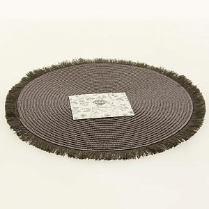 Салфетка сервировочная D35см LUCKY с бахромой коричневая 60% полипропилен 40% полиэстер 000000000001208926