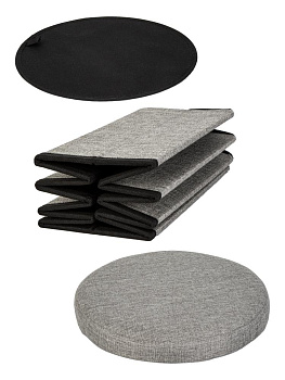 Пуфик складной 38х33см круглый серый велюр 000000000001226425