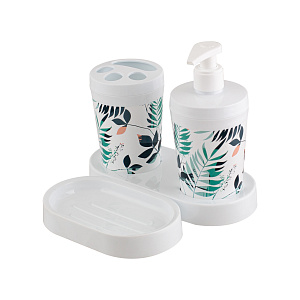 Набор для ванной комнаты на подставке 3предмета ПОЛИМЕРБЫТ BREEZE leaf пластик 430680100 000000000001213050