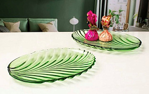 Блюдо сервировочное 1шт 20х16см SANTA GREEN овальное иранское стекло 000000000001211342