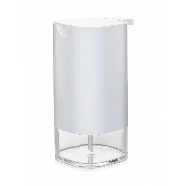 Диспенсер для жидкого мыла 9,9х7,7х16см DE'NASTIA STABLE W белый пластик/акрил 000000000001224735