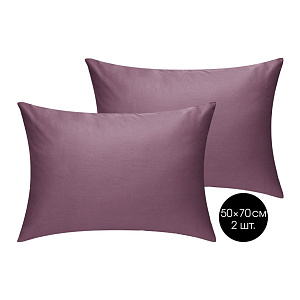 Наволочки 50x70см 2 шт DE'NASTIA сиреневый сатин NEW/хлопок 100% 000000000001217221