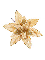 Новогоднее ёлочное украшение Светло-бежевый цветок из полиэстера с креплением на клипсе из черного металла / 17х17х10,5см арт.80503 000000000001191230